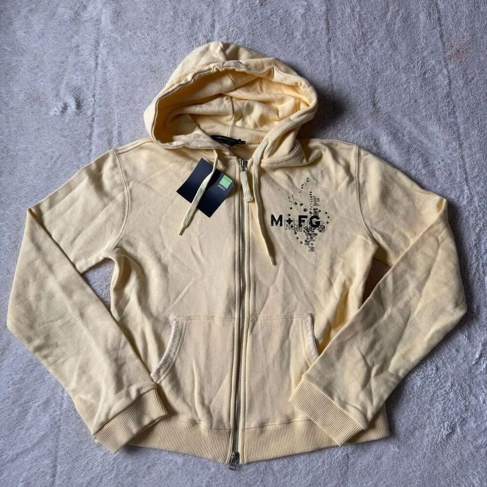 NWT Y2K Marithé + François Girbaud (MFG) Zip Hoodie – Yellow Logo Streetwear